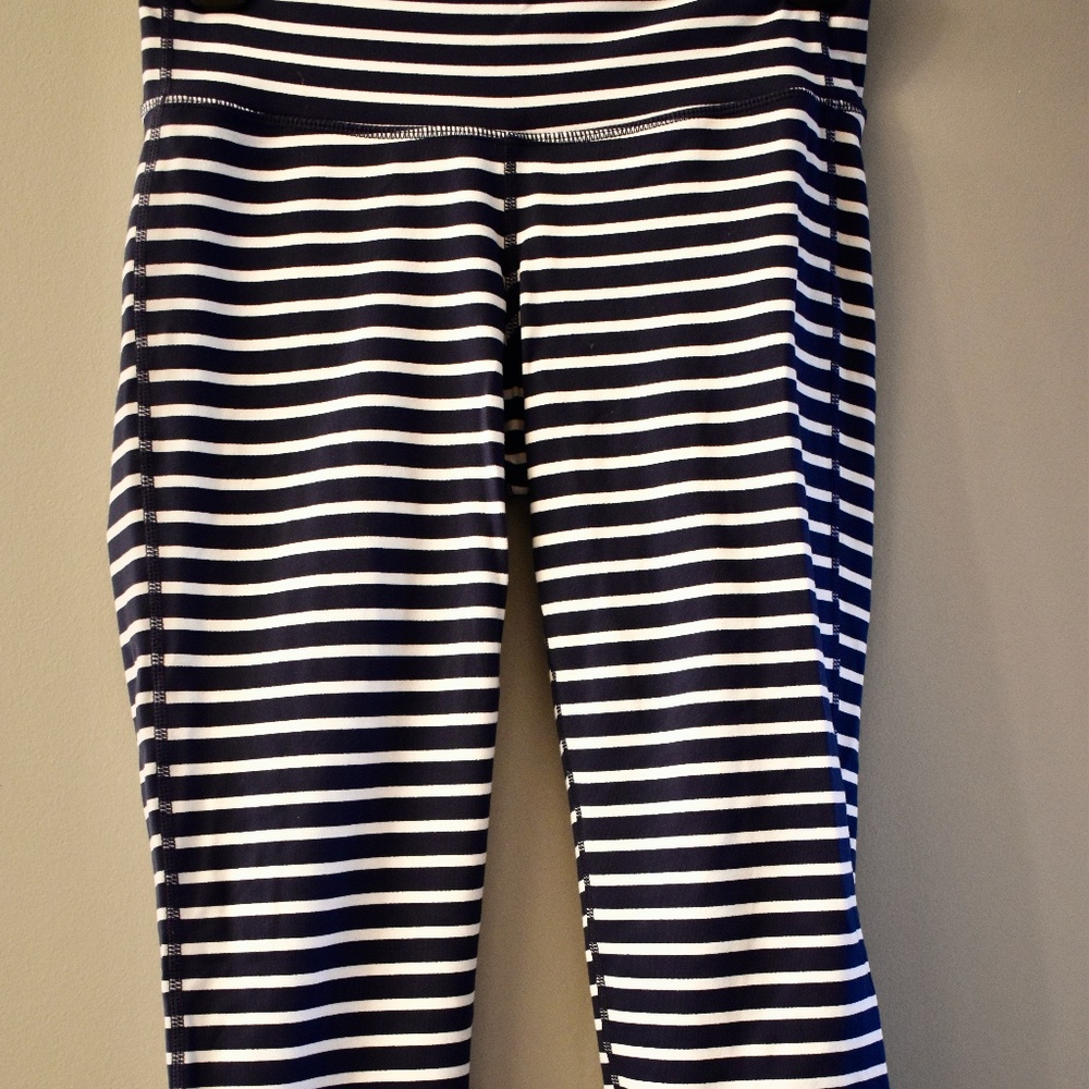 Navy and White Stripped Leggings